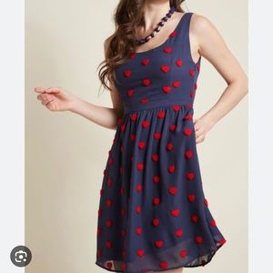 ModCloth A-Line Dress with Pockets and Heart Appliqués in M